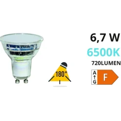 Lampadine Led-Life Electronics Life lampadina led gu10 vetro 6.7w 6500k 720lm 220v ottica 180