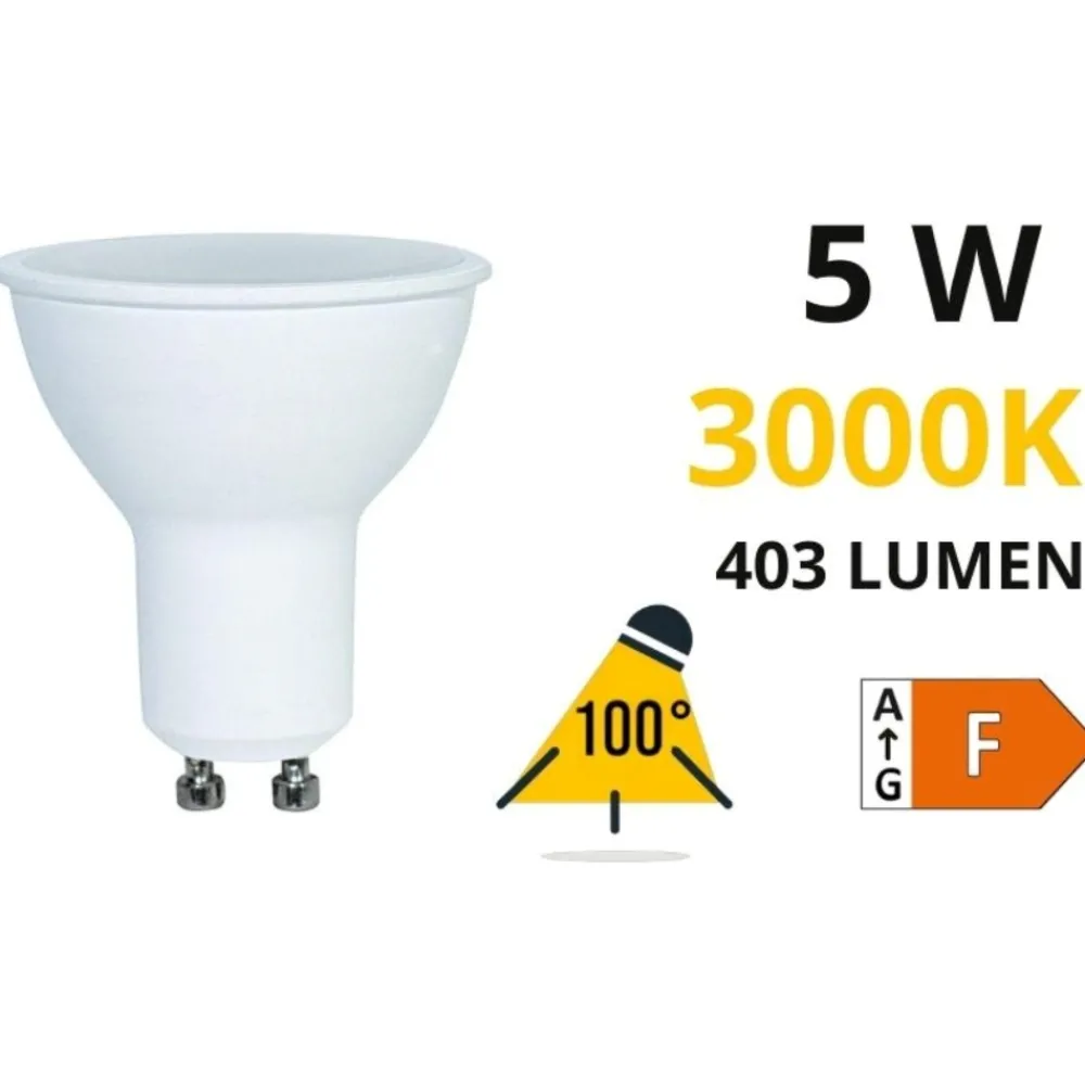 Lampadine Led-Life Electronics Life lampadina led gu10 5w 3000k 403lm ottica 100 39.910215c