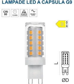 Lampadine Led-Life Electronics Life lampadina led g9 4.8w 3000k 650lm ottica 300