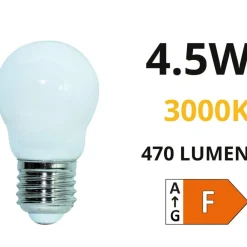 Lampadine Led-Life Electronics Life lampadina led minisfera e27 4,5w 3000k 470lm milky vetro bianco