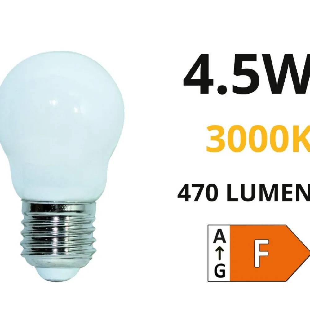 Lampadine Led-Life Electronics Life lampadina led minisfera e27 4,5w 3000k 470lm milky vetro bianco
