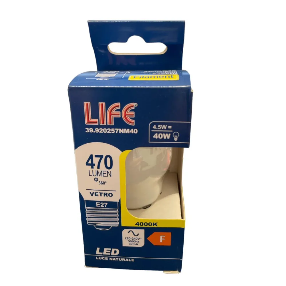 Lampadine Led-Life Electronics Life lampadina mini sfera led e27 4,5w 4000k vetro bianco milky