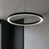 Lampadari Moderni-Linea Light lira lampadario anello led 3000k nero ip65
