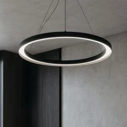 Lampadari Moderni-Linea Light lira lampadario anello led 3000k nero ip65