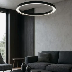Lampadari Moderni-Linea Light lira lampadario anello led 3000k nero ip65
