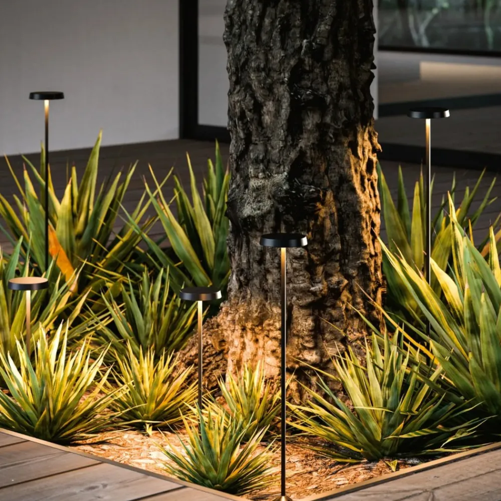 Lampioni Da Giardino-Linea Light pistillo lampione da giardino nero ip65 led h119cm