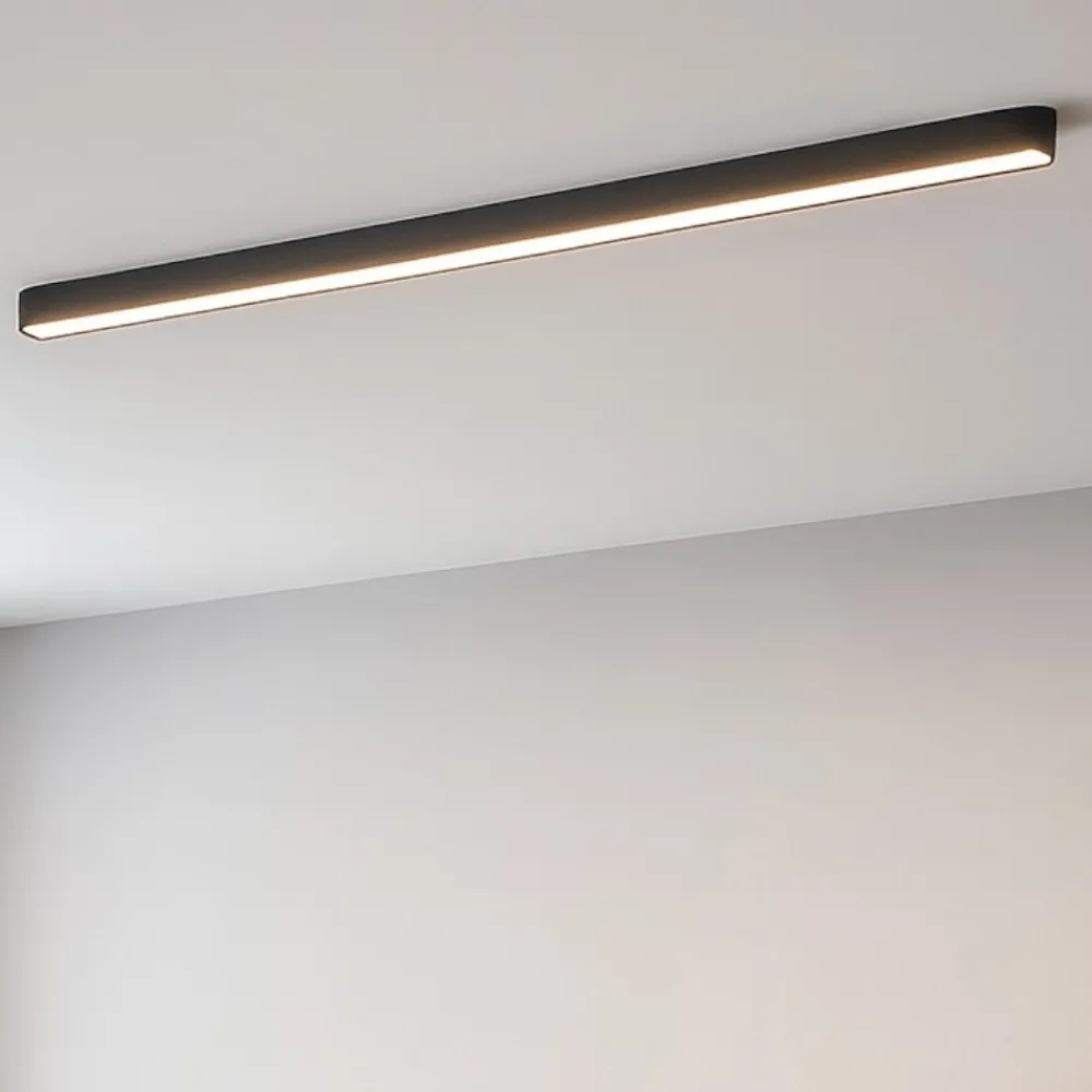 Plafoniere Moderne-Linea Light satori plafoniera led 3000k sottile nera 114cm