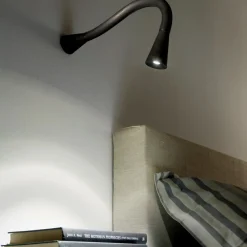 Applique Camera Da Letto-Linea Light snake w1 nero led 1,5w 3000k applique da comodino
