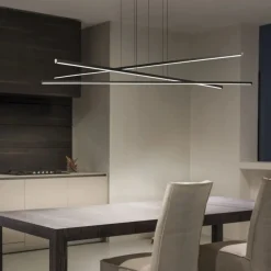 Lampadari Moderni-Linea Light straight lampadario moderno led 2700k nero