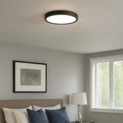 Plafoniere Moderne-Linea Light tara plafoniera led 3000k nera 50cm ip40