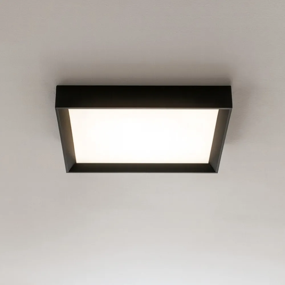 Plafoniere Moderne-Linea Light tara plafoniera quadrata nera led 3000k