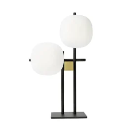 Lampade Da Tavolo-Miloox Lingotto lampada da tavolo nero oro sfere vetro bianco