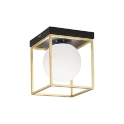 Plafoniere Moderne-Ideal Lux Lingotto pl1 plafoniera moderna quadrata cubo nero e oro boccia vetro