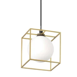 Lampade A Sospensione-Ideal Lux Lingotto sp1 lampada a sospensione cubo ottone
