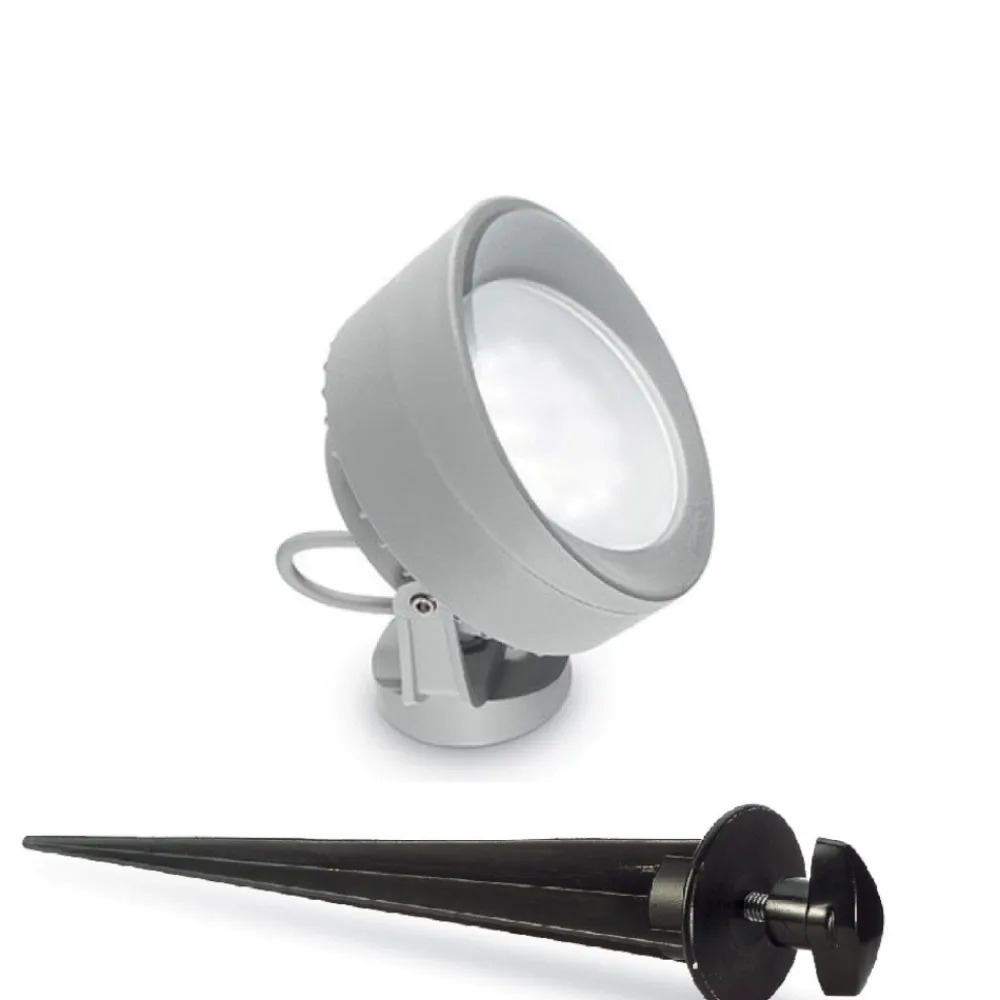 Faretti Da Esterno-Ideal Lux Litio pr1 faretto per esterno con picchetto grigio