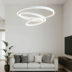 Lampadari Moderni-Eglo Lobinero z lampadario moderno bianco controllo remoto led 2700k a 6500k