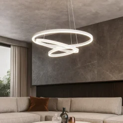 Lampadari Moderni-Eglo Lobinero z lampadario moderno bianco controllo remoto led 2700k a 6500k