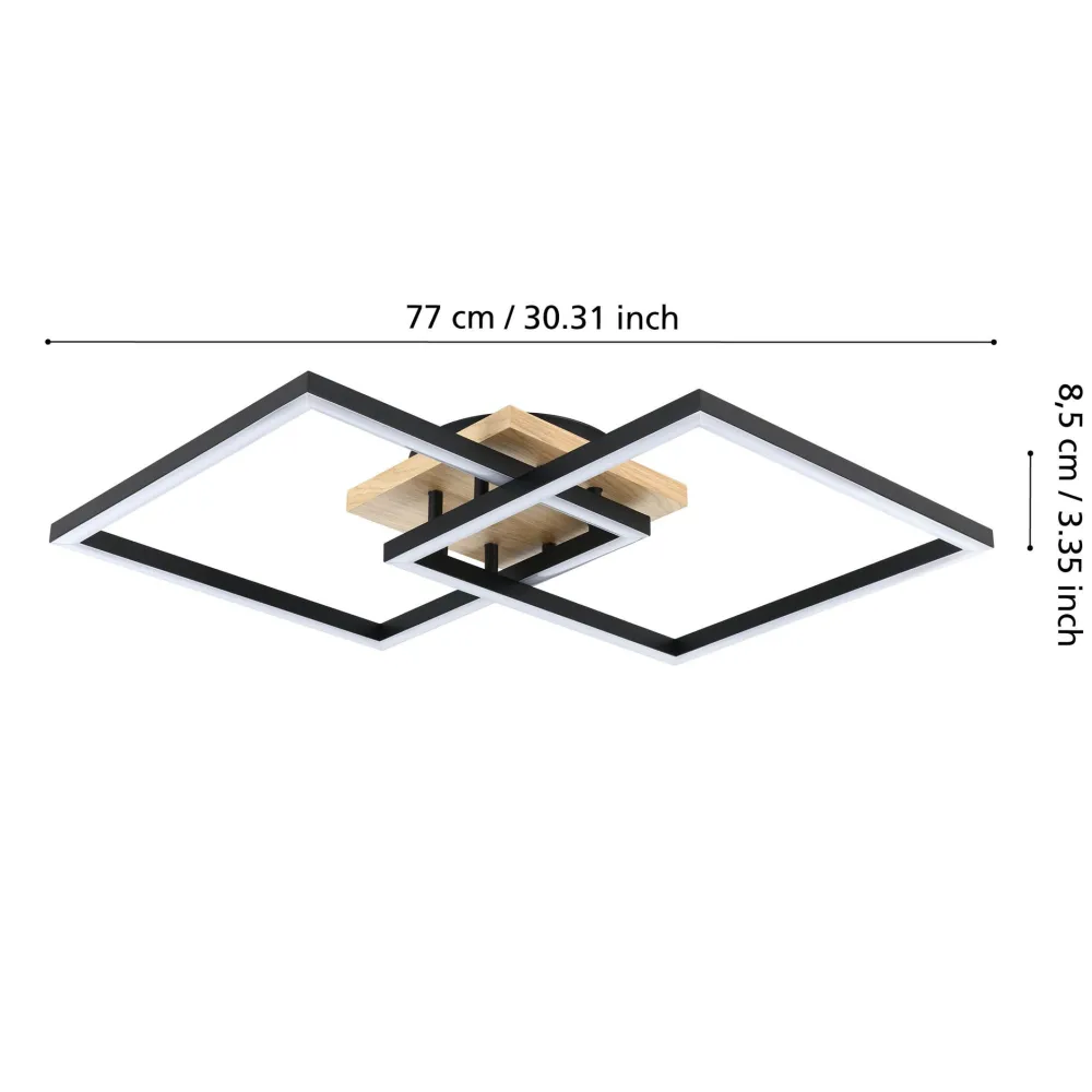 Plafoniere Moderne-Eglo Lomaltas z plafoniera moderna nera led da 2700k a 6500k controllo remoto telecomando app