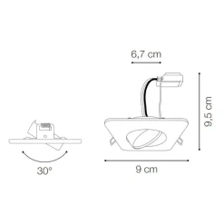 Faretti Da Incasso-Ideal Lux Lounge fi faretto da incasso metallo bianco quadrato orientabile