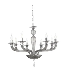 Lampadari Moderni-Ondaluce Lp villa lampadario 8 luci vetro grigio fumo