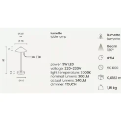 Lampade Da Tavolino Esterno-Ondaluce Lt moon lampada da tavolino bar corten led senza fili ip54