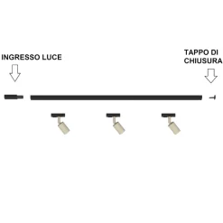 Illuminazione A Binario-Top Light Luci a binario 100cm nero con spot monofase sabbia