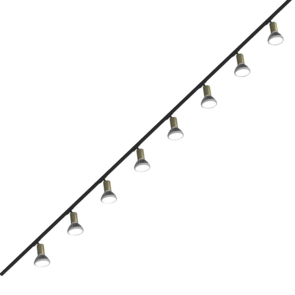 Illuminazione A Binario-Selezionato da Mazzolaluce Luci a binario nero oro 300cm con 8 spot e27 orientabili