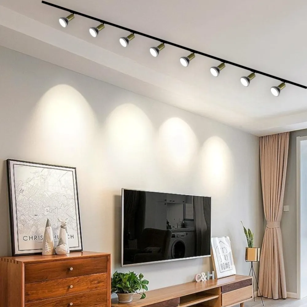 Illuminazione A Binario-Selezionato da Mazzolaluce Luci a binario nero oro 300cm con 8 spot e27 orientabili