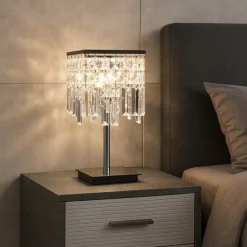 Abat Jour-Affralux Lume lampada da comodino cromo cristalli frangia