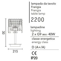 Abat Jour-Affralux Lume lampada da comodino cromo cristalli frangia