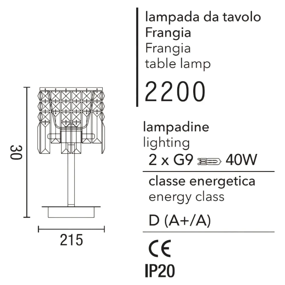Abat Jour-Affralux Lume lampada da comodino cromo cristalli frangia