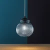 Lampade A Sospensione-Ondaluce Madagascar lampada a sospensione sfera vetro blu ottanio