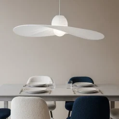 Lampadari Moderni-Ideal Lux Madame sp1 lampadario cappello in tessuto raso bianco
