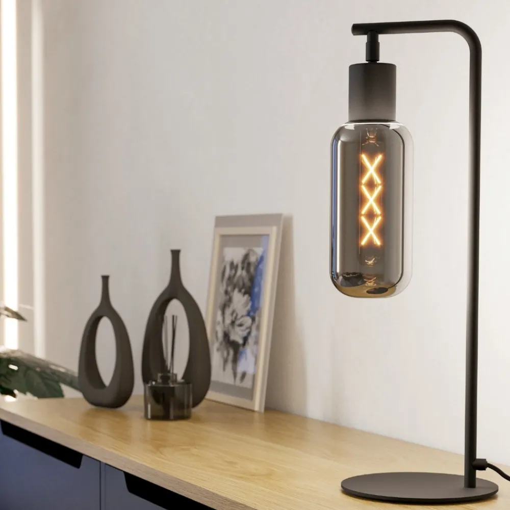 Lampade Da Tavolo-Eglo Maione lampada da tavolo moderna con paralume in vetro