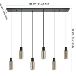 Lampadari Cucina-Eglo Maione lampadario cucina minimal con 6 luci pendenti