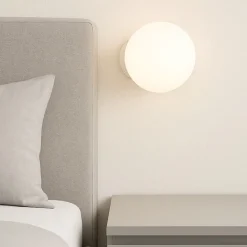 Applique Camera Da Letto-Ideal Lux Mapa ap1 d10 applique camera da letto sfera di vetro bianco