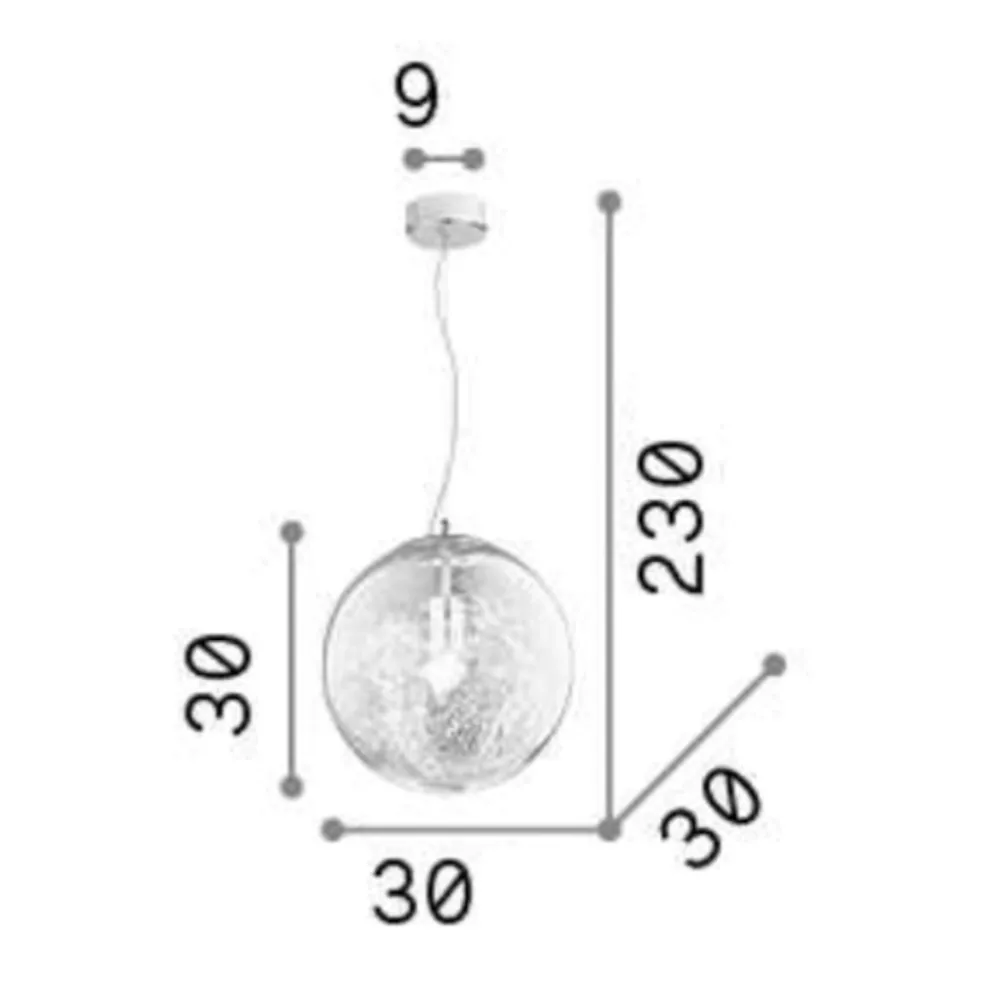 Lampade A Sospensione-Ideal Lux Mapa max sp1 d30 lampada a sospensione sfera vetro