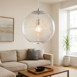 Lampadari Moderni-Ideal Lux Mapa max sp1 d40 lampadario boccia in vetro trasparente