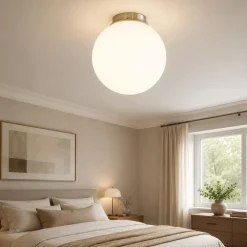 Plafoniere Moderne-Ideal Lux Mapa pl1 d40 plafoniera per camera da letto sfera 40cm vetro bianco