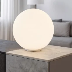 Lampade Da Tavolo-Ideal Lux Mapa tl1 d40 lampada da tavolo moderna sfera in vetro bianco