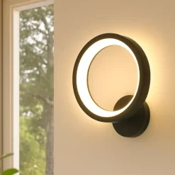 Applique Da Parete-Eglo Marghera z applique da parete moderno nero led rgb da 2700k a 6500k