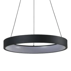 Lampadari Moderni-Eglo Marghera z lampadario moderno tondo nero led rgb da 2700k a 6500k