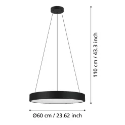 Lampadari Moderni-Eglo Marghera z lampadario moderno tondo nero led rgb da 2700k a 6500k