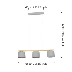 Lampadari Cucina-Eglo Mariel lampadario da cucina moderna colore grigio 3 luci