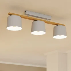 Plafoniere Moderne-Eglo Mariel plafoniera moderna con dettagli in legno 3 luci