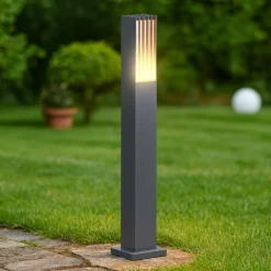 Lampioni Da Giardino-Ideal Lux Marte pt1 lampione paletto da esterno ip44 antracite