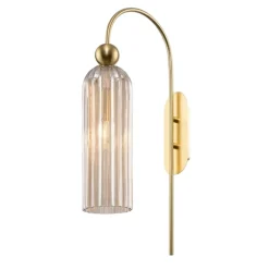 Applique Camera Da Letto-Maytoni antic applique da comodino colore oro e vetro ambrato