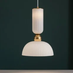 Lampade A Sospensione-Maytoni antic lampada a sospensione colore bianco e oro per isola cucina