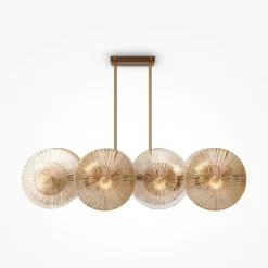 Lampadari Moderni-Maytoni aster lampadario moderno cerchi in vetro ambrato