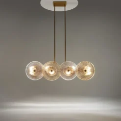 Lampadari Moderni-Maytoni aster lampadario moderno cerchi in vetro ambrato